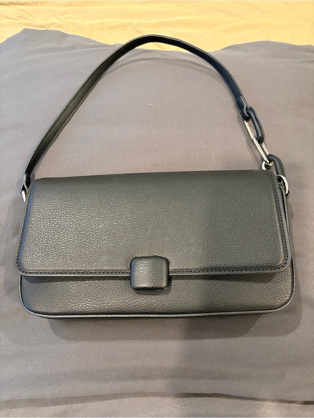 BCBG Black Leather Shoulder Bag with Top Handle